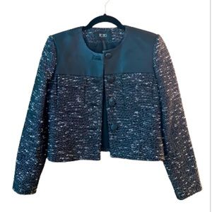 BCBG LEATHER & FABRIC BLAZER
